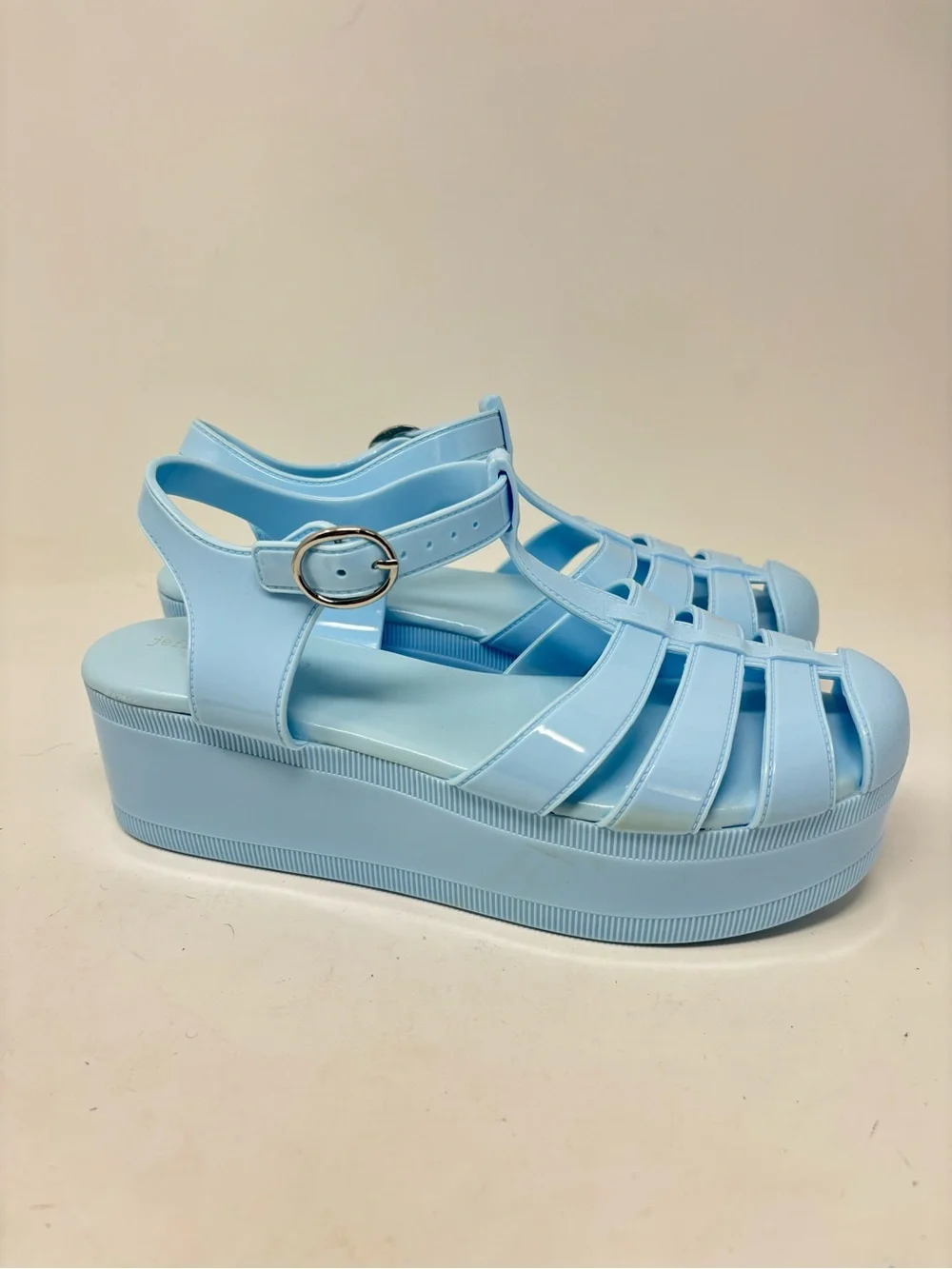 Jeffrey Campbell platform blue candied jelly sandals size 10